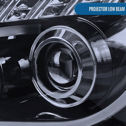 Ronnin - Fits 2008-2012 Chevy Malibu LED Running Light Tube Upgrade Replacement Projector Headlights Assembly Pair | Black Smoke