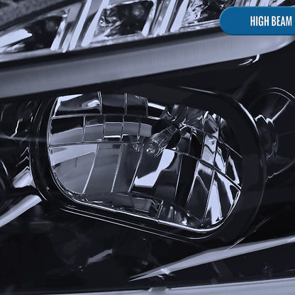 Ronnin - Fits 2008-2012 Chevy Malibu LED Running Light Tube Upgrade Replacement Projector Headlights Assembly Pair | Black Smoke