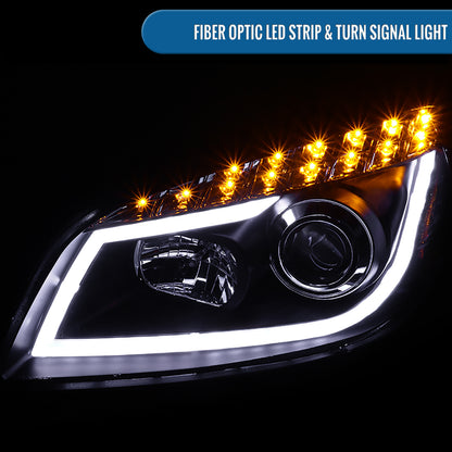 Ronnin - Fits 2008-2012 Chevy Malibu LED Running Light Tube Upgrade Replacement Projector Headlights Assembly Pair | Black