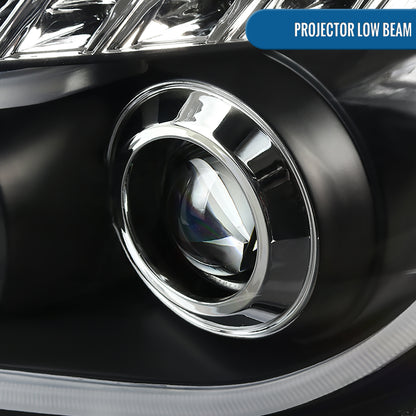 Ronnin - Fits 2008-2012 Chevy Malibu LED Running Light Tube Upgrade Replacement Projector Headlights Assembly Pair | Black