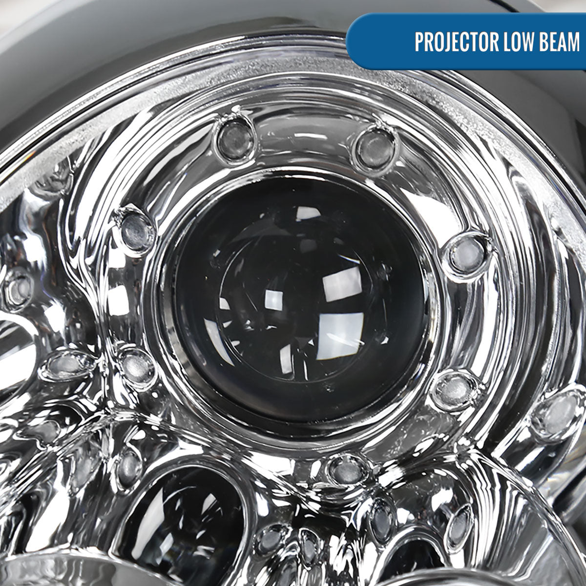 Ronnin - Fits 2002-2008 R50 R52 R53 Mini Cooper Upgrade Assembly LED Rims Halogen Projector Headlights Pair | Chrome