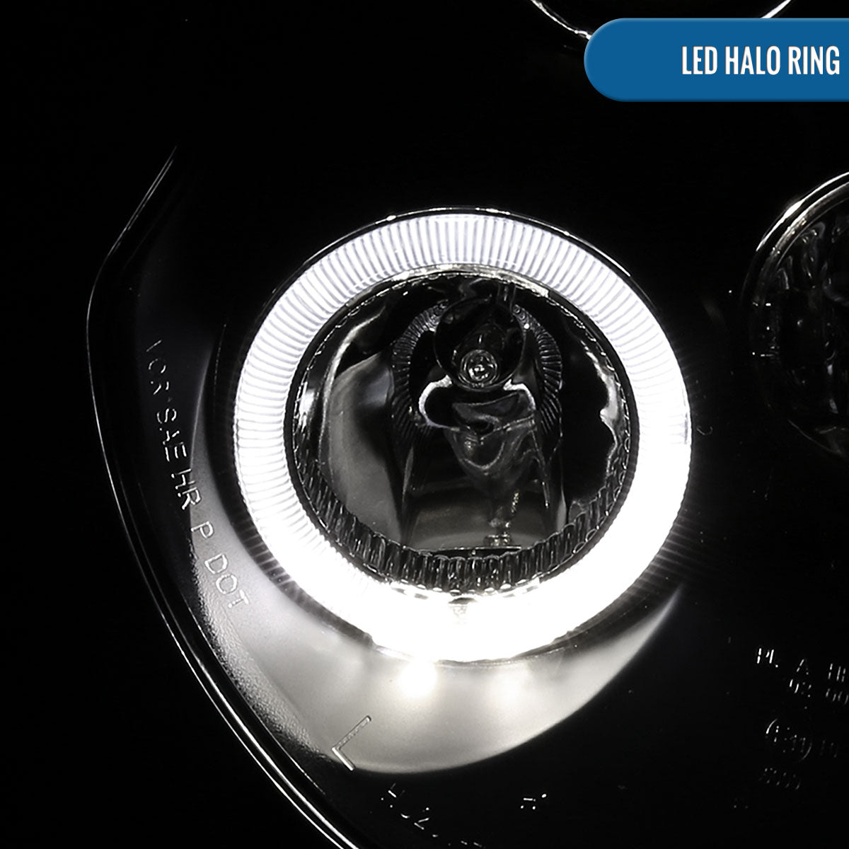 2002-2008 R50 R52 R53 Mini Cooper Upgrade Assembly LED Rims Halogen Projector Headlights Pair | Black