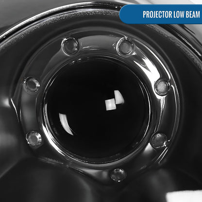 Ronnin - Fits 2002-2008 R50 R52 R53 Mini Cooper Upgrade Assembly LED Rims Halogen Projector Headlights Pair | Black