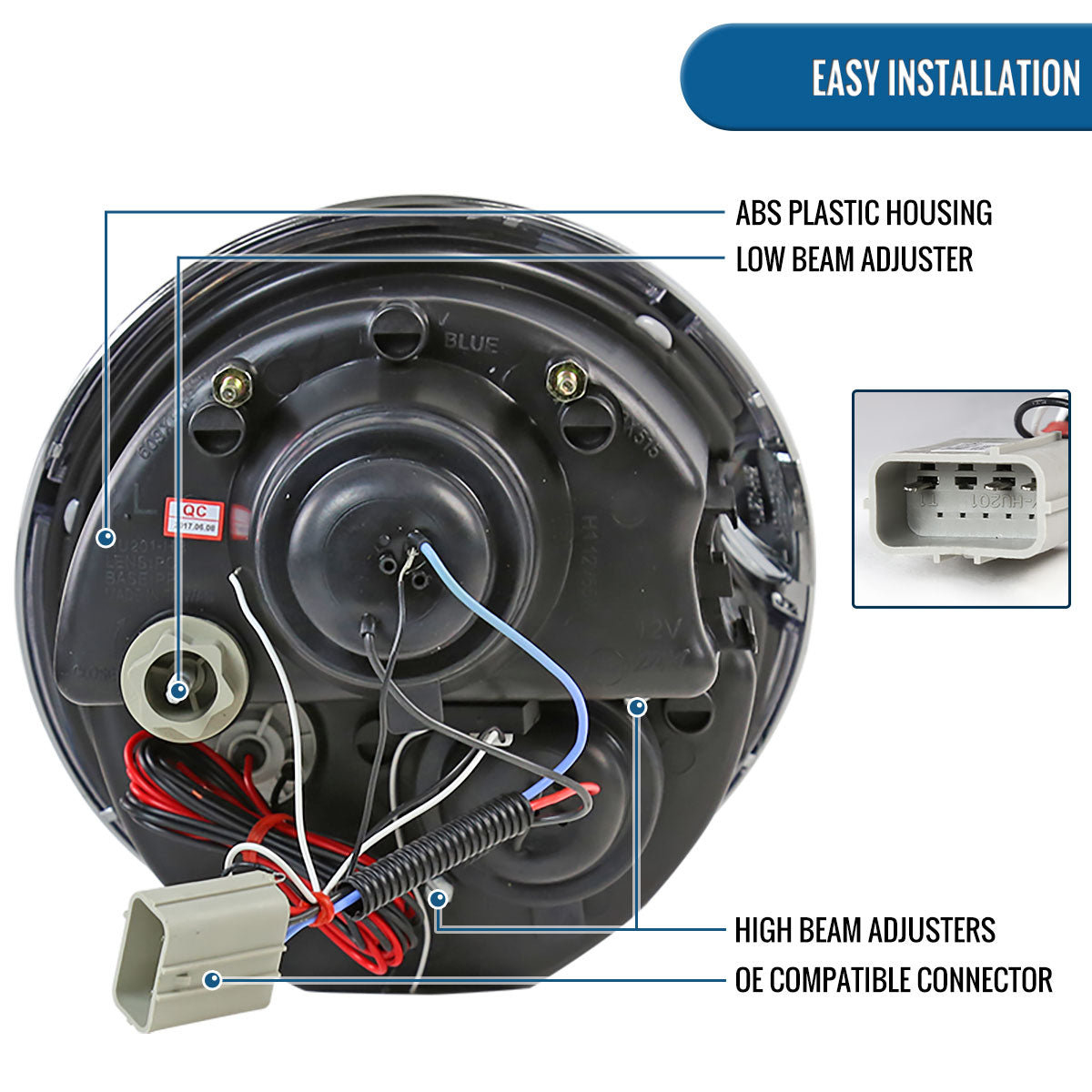 Ronnin - Fits 2002-2008 R50 R52 R53 Mini Cooper Upgrade Assembly LED Rims Halogen Projector Headlights Pair | Black