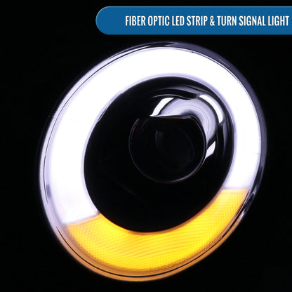 Ronnin - Fits 2007-2015 Mini Cooper R55 R56 R57 R58 R59 Upgraded LED Turn Signal Lights Tube Projector Headlights Assembly Pair | Black