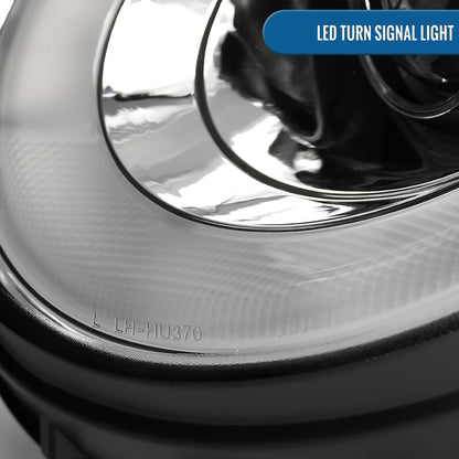 Ronnin - Fits 2007-2015 Mini Cooper R55 R56 R57 R58 R59 Upgraded LED Turn Signal Lights Tube Projector Headlights Assembly Pair | Chrome