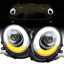 Ronnin - Fits 2007-2015 Mini Cooper R55 R56 R57 R58 R59 Upgraded LED Turn Signal Lights Tube Projector Headlights Assembly Pair | Chrome