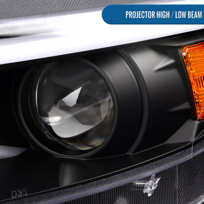 Ronnin - Fits 2015-2022 Ford Mustang Upgraded LED DRL Sequential Turn Signals Projector HID Headlights Assembly Pair | Black