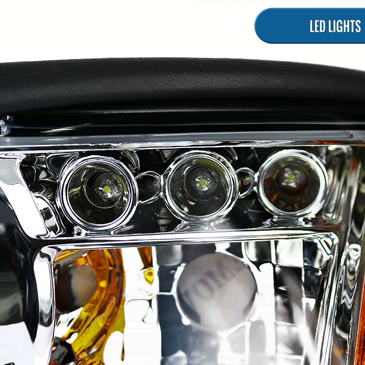 Ronnin - Fits 1994 -1998 Ford Mustang LED Angel Eyes Dual Halo Rims Projector Headlights Replacement Assembly Pair | Chrome