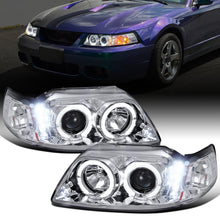Ronnin - Fits 1999-2004 Ford Mustang Upgraded LED Dual Rims Projector Headlights Assembly Pair | Chrome