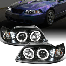 Ronnin - Fits 1999-2004 Ford Mustang Upgraded LED Dual Rims Projector Headlights Assembly Pair | Black