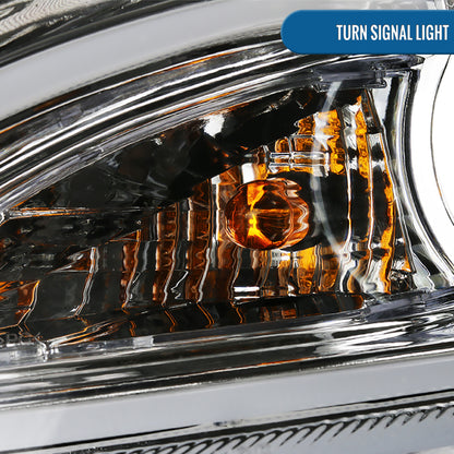 Ronnin - Fits 2010-2013 Mazda 3 Upgrade LED Running Lights Projector Halogen Headlights Assembly Pair | Chrome