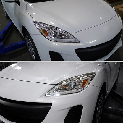 Ronnin - Fits 2010-2013 Mazda 3 Upgrade LED Running Lights Projector Halogen Headlights Assembly Pair | Chrome