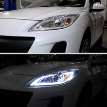 Ronnin - Fits 2010-2013 Mazda 3 Upgrade LED Running Lights Projector Halogen Headlights Assembly Pair | Chrome