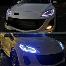 Ronnin - Fits 2010-2013 Mazda 3 Upgrade LED Running Lights Projector Halogen Headlights Assembly Pair | Black