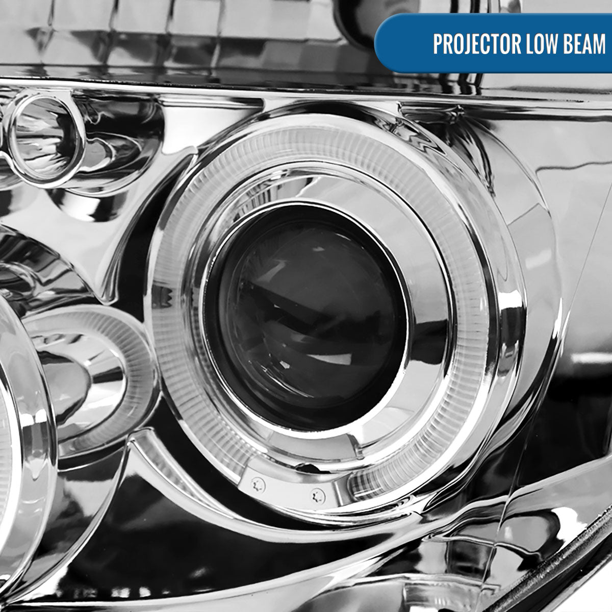 Ronnin - Fits 2005-2008 Nissan Pathfinder Frontier Upgraded LED Dual Rims Projector Headlights Assembly Pair | Chrome