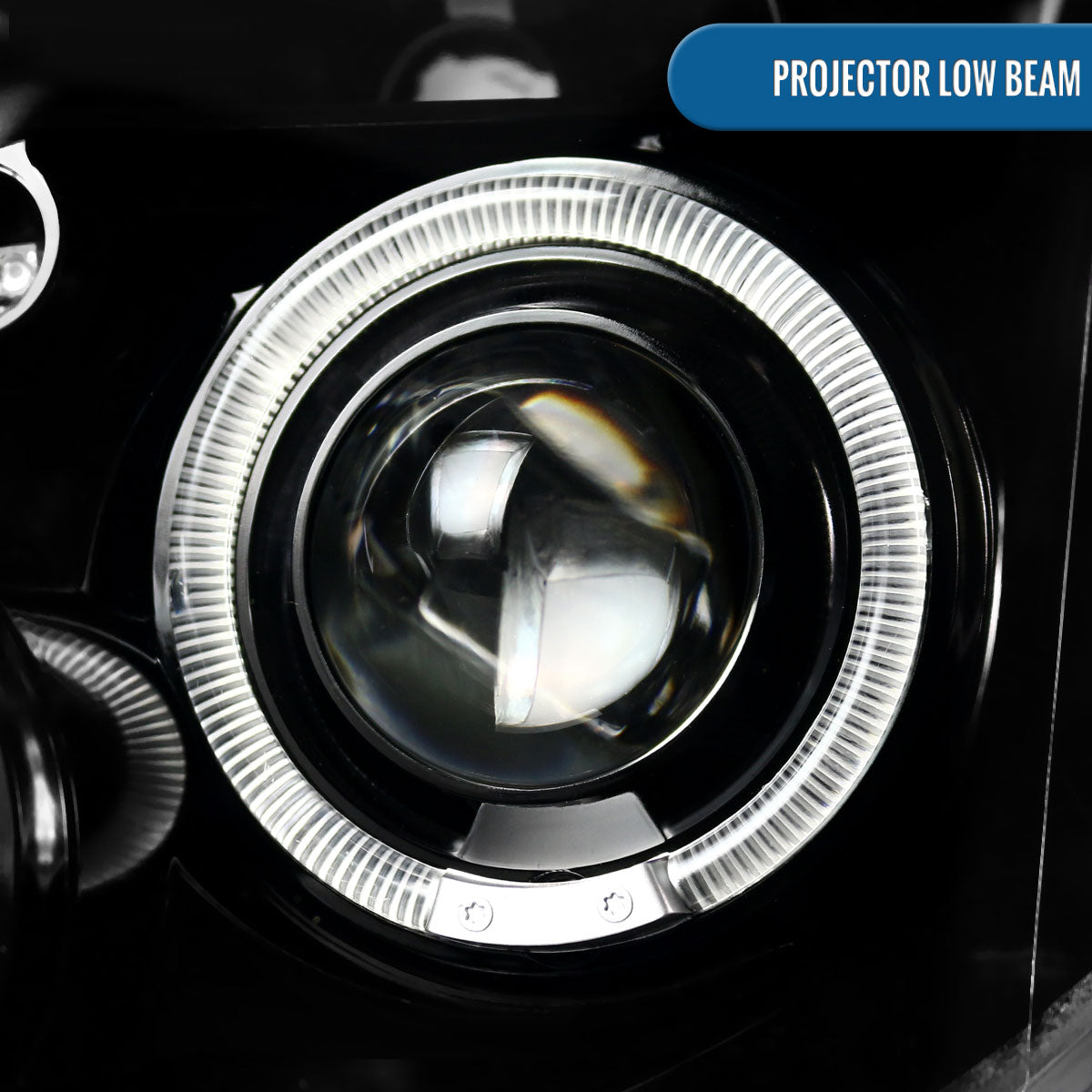 Ronnin - Fits 2005-2008 Nissan Pathfinder Frontier Upgraded LED Dual Rims Projector Headlights Assembly Pair | Gloss Black