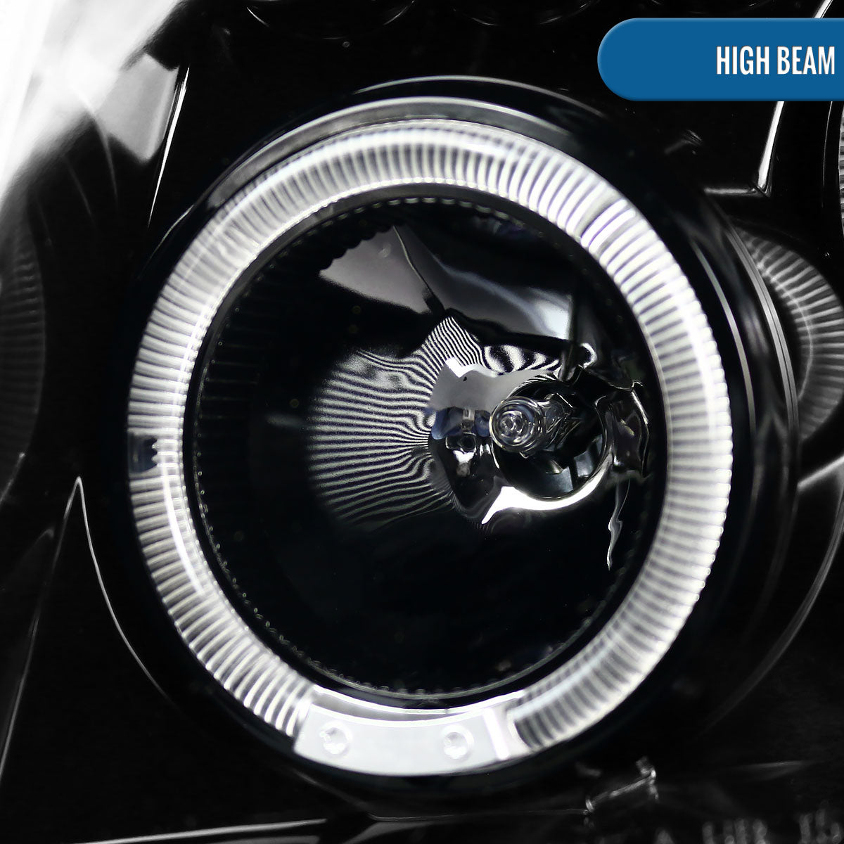 Ronnin - Fits 2005-2008 Nissan Pathfinder Frontier Upgraded LED Dual Rims Projector Headlights Assembly Pair | Gloss Black