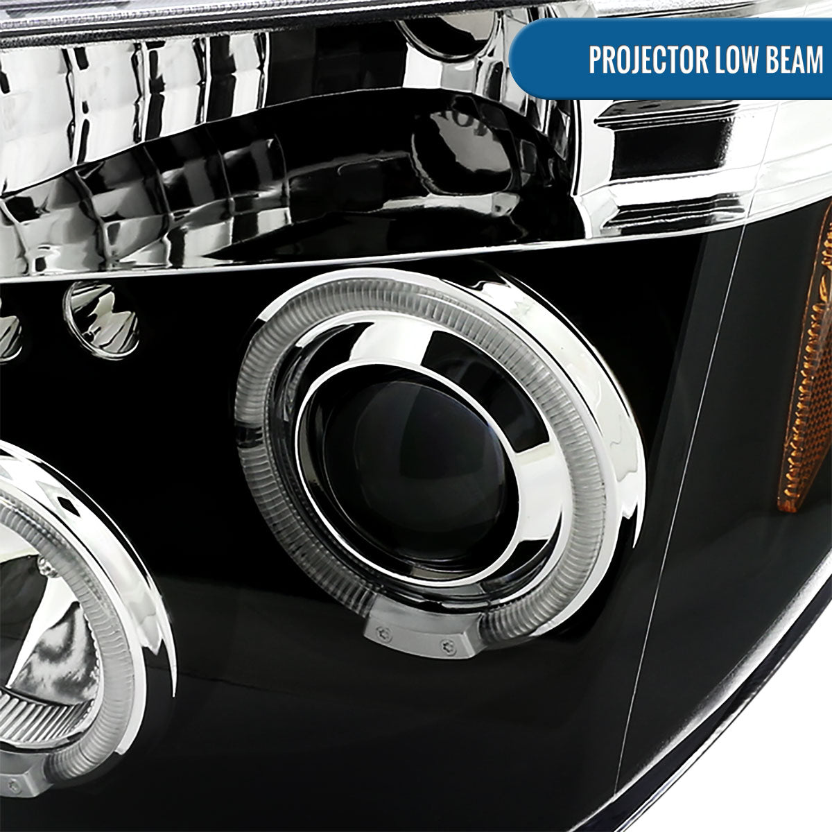 Ronnin - Fits 2005-2008 Nissan Pathfinder Frontier Upgraded LED Dual Rims Projector Headlights Assembly Pair | Black