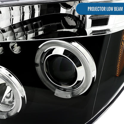 Ronnin - Fits 2005-2008 Nissan Pathfinder Frontier Upgraded LED Dual Rims Projector Headlights Assembly Pair | Black