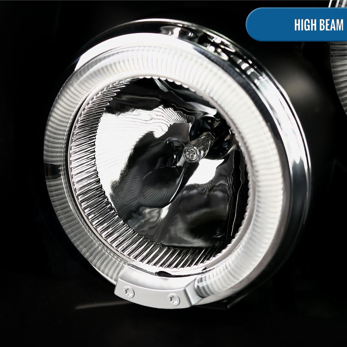 Ronnin - Fits 2005-2008 Nissan Pathfinder Frontier Upgraded LED Dual Rims Projector Headlights Assembly Pair | Black