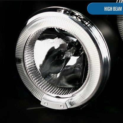 Ronnin - Fits 2005-2008 Nissan Pathfinder Frontier Upgraded LED Dual Rims Projector Headlights Assembly Pair | Black