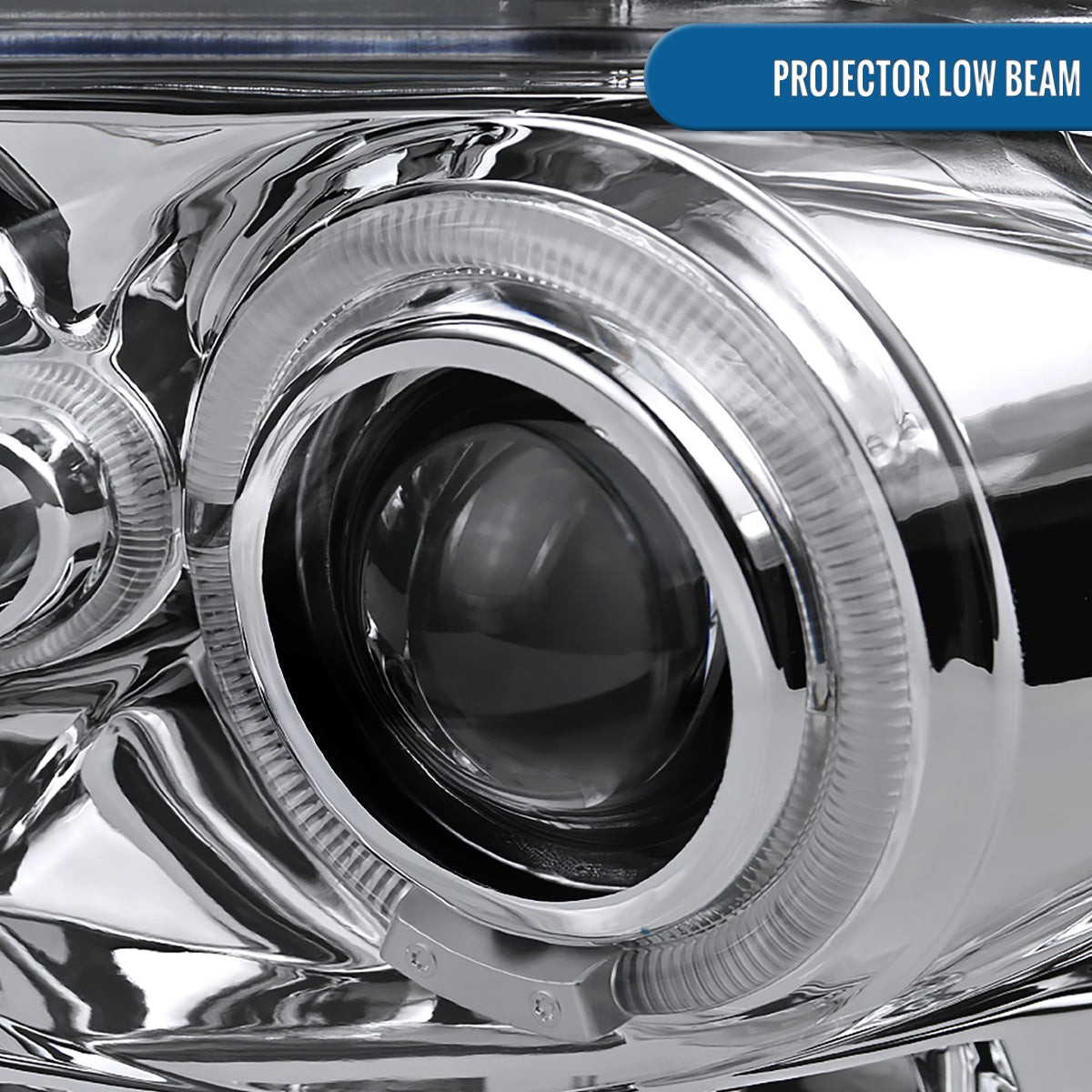 Ronnin - Fits 2002-2005 Dodge Ram 1500 2500 3500 Upgrade LED Dual Rims Projector Headlights Assembly Pair | Chrome