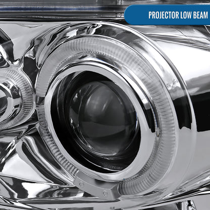 Ronnin - Fits 2002-2005 Dodge Ram 1500 2500 3500 Upgrade LED Dual Rims Projector Headlights Assembly Pair | Chrome