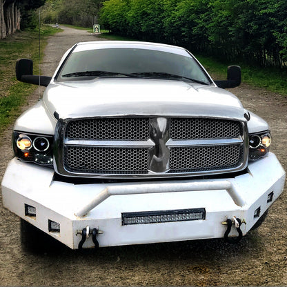 Ronnin - Fits 2002-2005 Dodge Ram 1500 2500 3500 Upgrade LED Dual Rims Projector Headlights Assembly Pair | Gloss Black