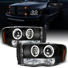 Ronnin - Fits 2002-2005 Dodge Ram 1500 2500 3500 Upgrade LED Dual Rims Projector Headlights Assembly Pair | Black