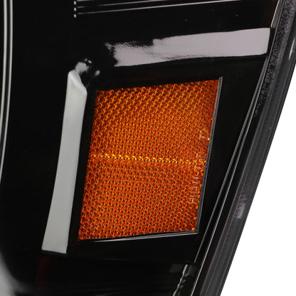 Ronnin - Fits 2006-2009 Dodge Ram 1500 2500 3500 Upgraded Switchback LED Turn Signals Projector Headlights Assembly Pair | Gloss Black