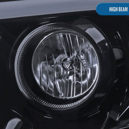 Ronnin - Fits 2006-2009 Dodge Ram 1500 2500 3500 Upgraded Switchback LED Turn Signals Projector Headlights Assembly Pair | Black Smoke