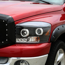 Ronnin - Fits 2006-2009 Dodge Ram 1500 2500 3500 Upgraded LED Dual Rims Projector Headlights Assembly Pair | Black