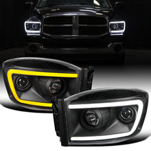 Ronnin - Fits 2006-2009 Dodge Ram 1500 2500 3500 Upgraded Switchback LED Turn Signals Projector Headlights Assembly Pair | Black
