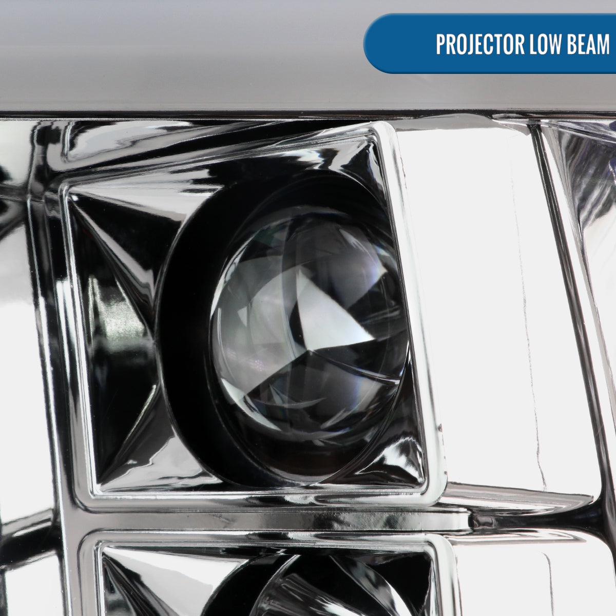 Ronnin - Fits 2009-2018 Ram 1500 2500 3500 2019-2024 Ram 1500 Classic LED Tube Running Lights Halogen Projector Headlights Replacement Assembly Pair | Chrome