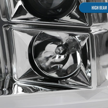 Ronnin - Fits 2009-2018 Ram 1500 2500 3500 2019-2024 Ram 1500 Classic LED Tube Running Lights Halogen Projector Headlights Replacement Assembly Pair | Chrome