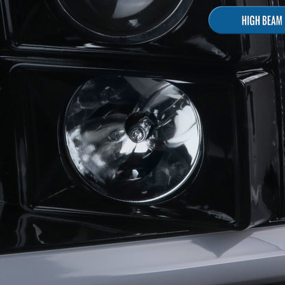 Ronnin - Fits 2009-2018 Ram 1500 2500 3500 2019-2024 Ram 1500 Classic LED Tube Running Lights Halogen Projector Headlights Replacement Assembly Pair | Black Smoke