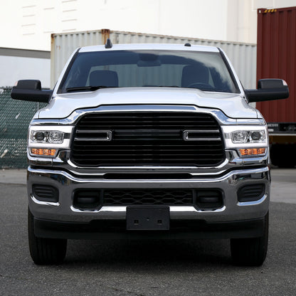 Ronnin - Fits 2019-2024 Dodge Ram 2500 3500 4500 5500 Upgrade LED Tube Projector Headlights Assembly Pair | Chrome