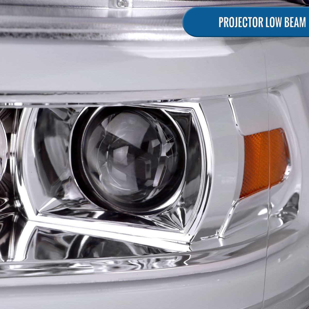 Ronnin - Fits 2019-2024 Dodge Ram 2500 3500 4500 5500 Upgrade LED Tube Projector Headlights Assembly Pair | Chrome