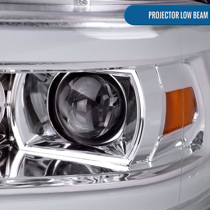 Ronnin - Fits 2019-2024 Dodge Ram 2500 3500 4500 5500 Upgrade LED Tube Projector Headlights Assembly Pair | Chrome