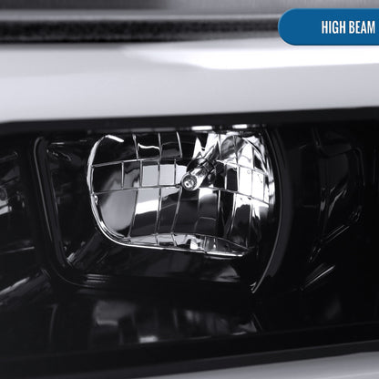 Ronnin - Fits 2019-2024 Dodge Ram 2500 3500 4500 5500 Upgrade LED Tube Projector Headlights Assembly Pair  | Gloss Black