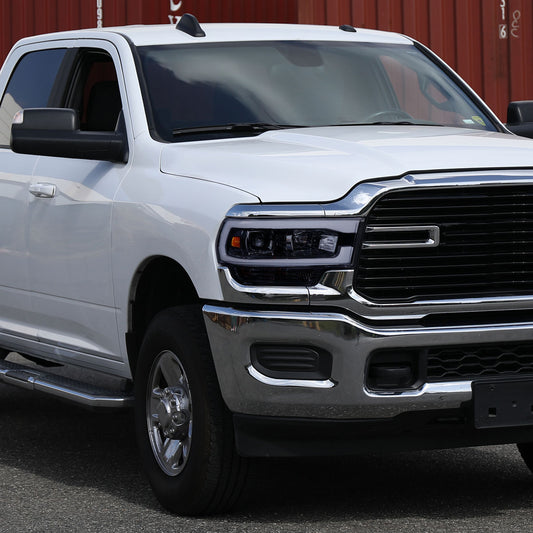 Ronnin - Fits 2019-2024 Dodge Ram 2500 3500 4500 5500 Upgrade LED Tube Projector Headlights Assembly Pair | Black Smoke