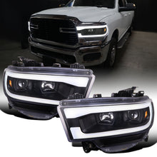 Ronnin - Fits 2019-2024 Dodge Ram 2500 3500 4500 5500 Upgrade LED Tube Projector Headlights Assembly Pair | Black