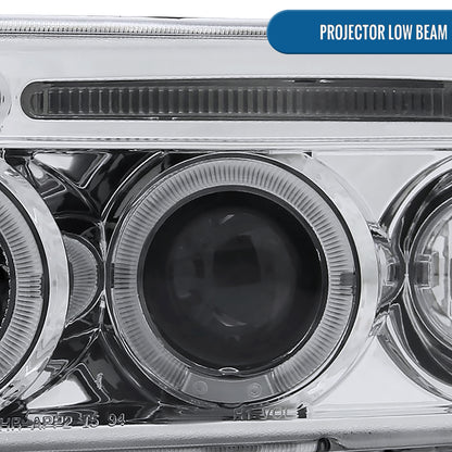 Ronnin - Fits 1994-2001 Dodge Ram 1500 2500 3500 Upgraded LED Dual Rims Projector Headlights Assembly Pair | Chrome