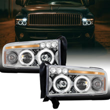 Ronnin - Fits 1994-2001 Dodge Ram 1500 2500 3500 Upgraded LED Dual Rims Projector Headlights Assembly Pair | Chrome