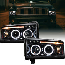 Ronnin - Fits 1994-2001 Dodge Ram 1500 2500 3500 Upgraded LED Dual Rims Projector Headlights Assembly Pair | Gloss Black