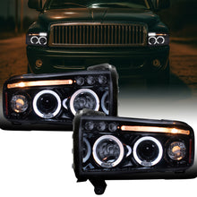 Ronnin - Fits 1994-2001 Dodge Ram 1500 2500 3500 Upgraded LED Dual Rims Projector Headlights Assembly Pair | Black Smoke
