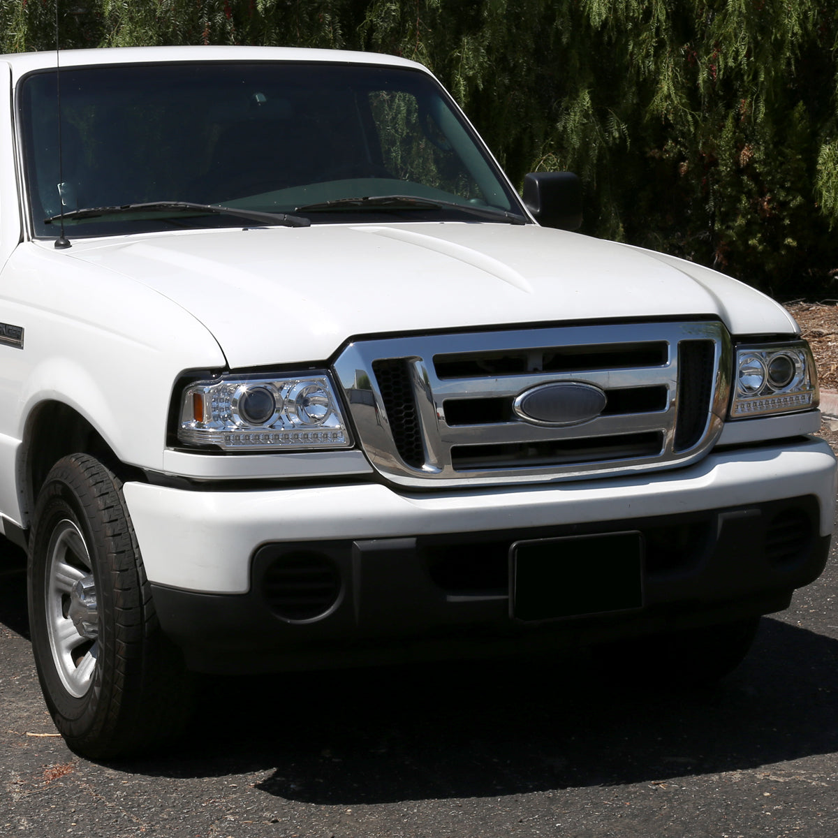 Ronnin - Fits 2001-2011 Ford Ranger Projector Headlights Assembly Bright LED Tube Replacement Pair | Chrome