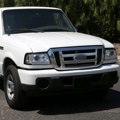 Ronnin - Fits 2001-2011 Ford Ranger Projector Headlights Assembly Bright LED Tube Replacement Pair | Chrome