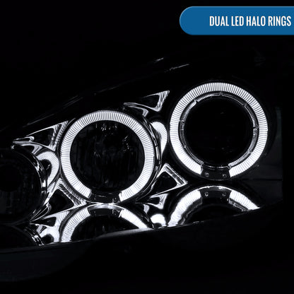 Ronnin - Fits 2002-2004 Acura RSX Upgraded LED Dual Rims Projector Headlights Assembly Pair | Chrome